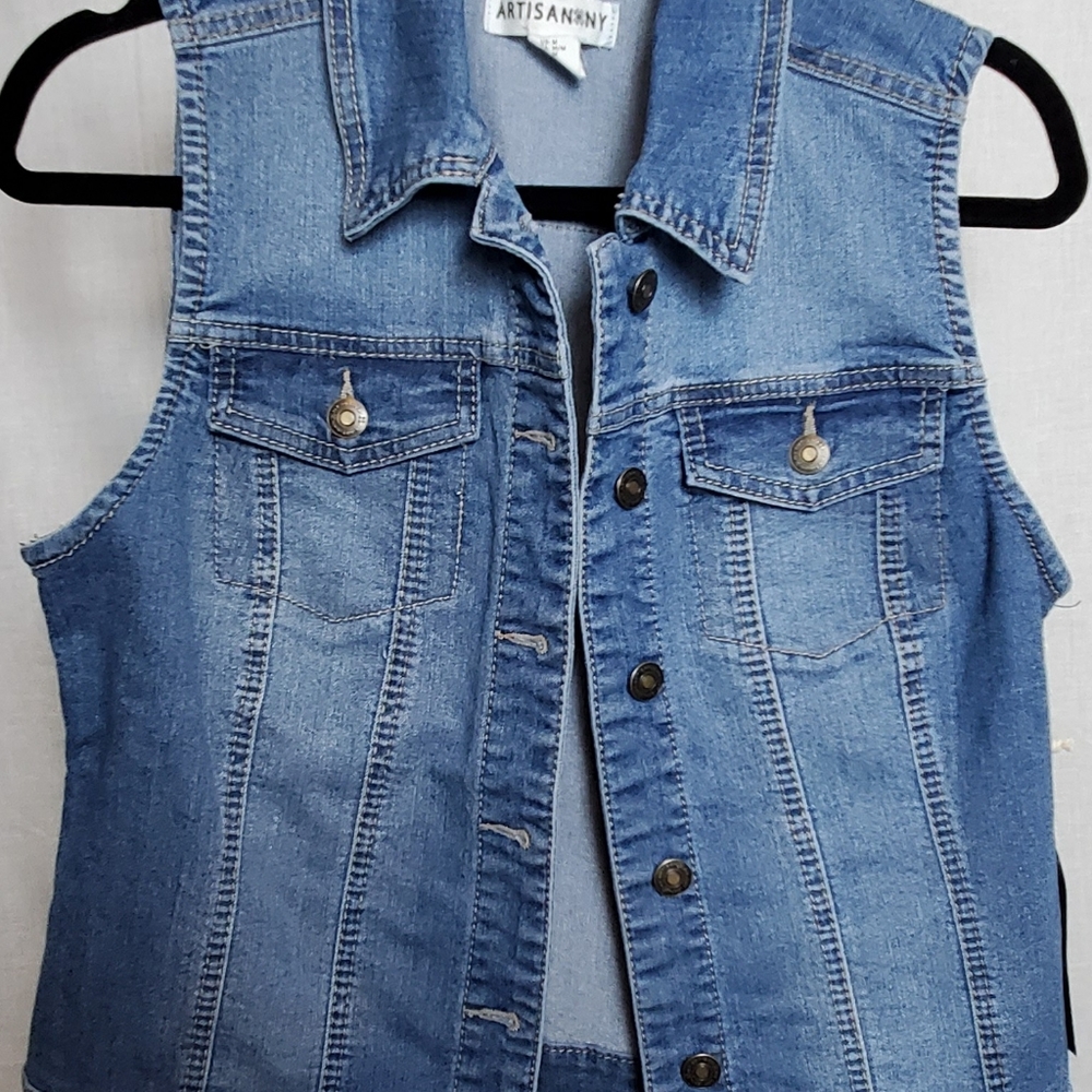 NWT ARTISAN NY Womens Stonewashed denim vest Size M - Picture 4 of 7